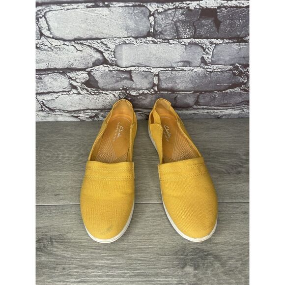 Clarks Cloud Steppers 27975 Yellow Canvas Breeze Shoes Women Sz 8.5M US/38.5EU - Picture 3 of 16